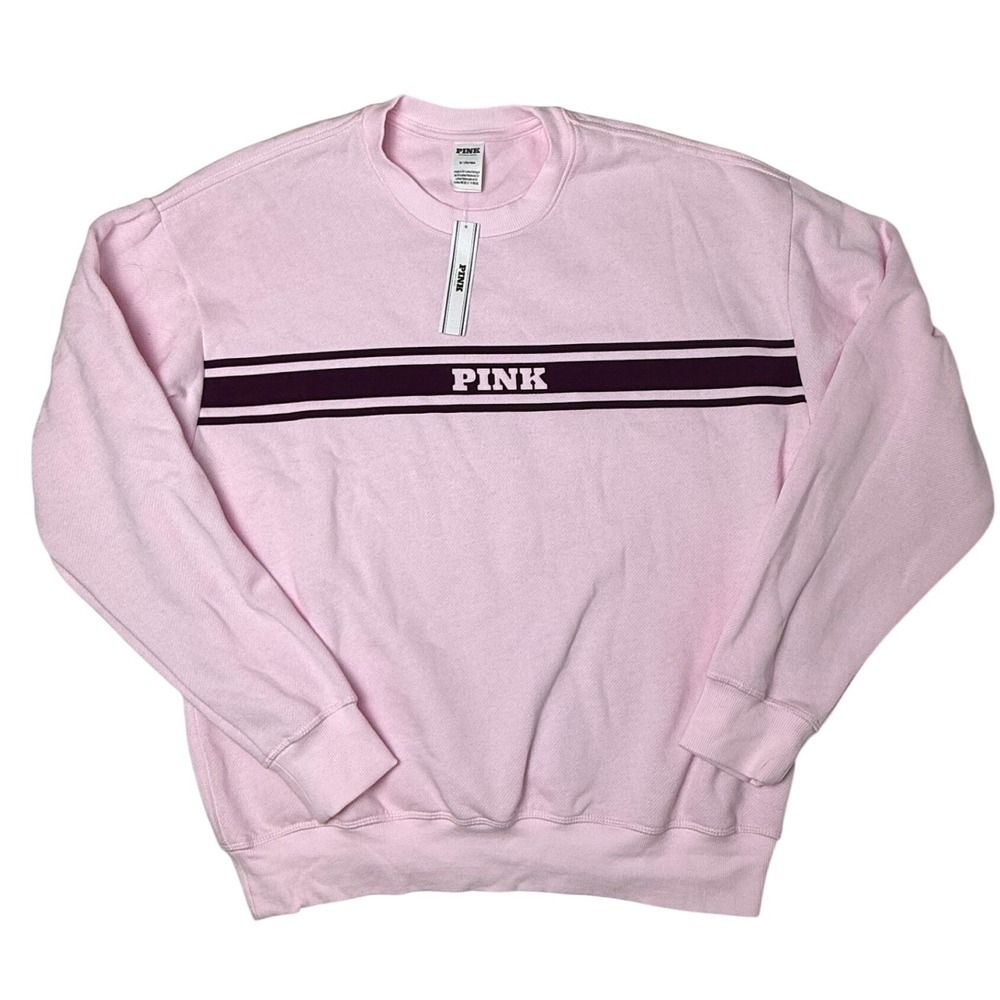PINK Victoria's Secret Varsity Crew Sweatshirt‎ Women's M Pink NEW